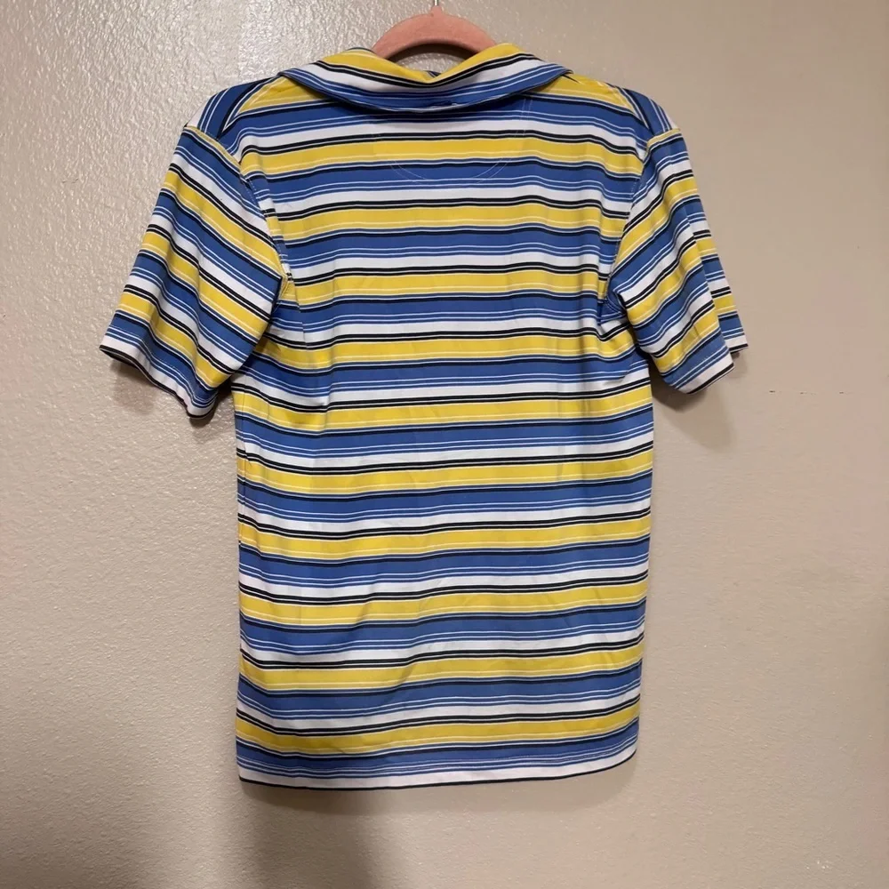 GARB Pebble Beach Boys Golf Striped Polo Shirt - Yellow & Blue